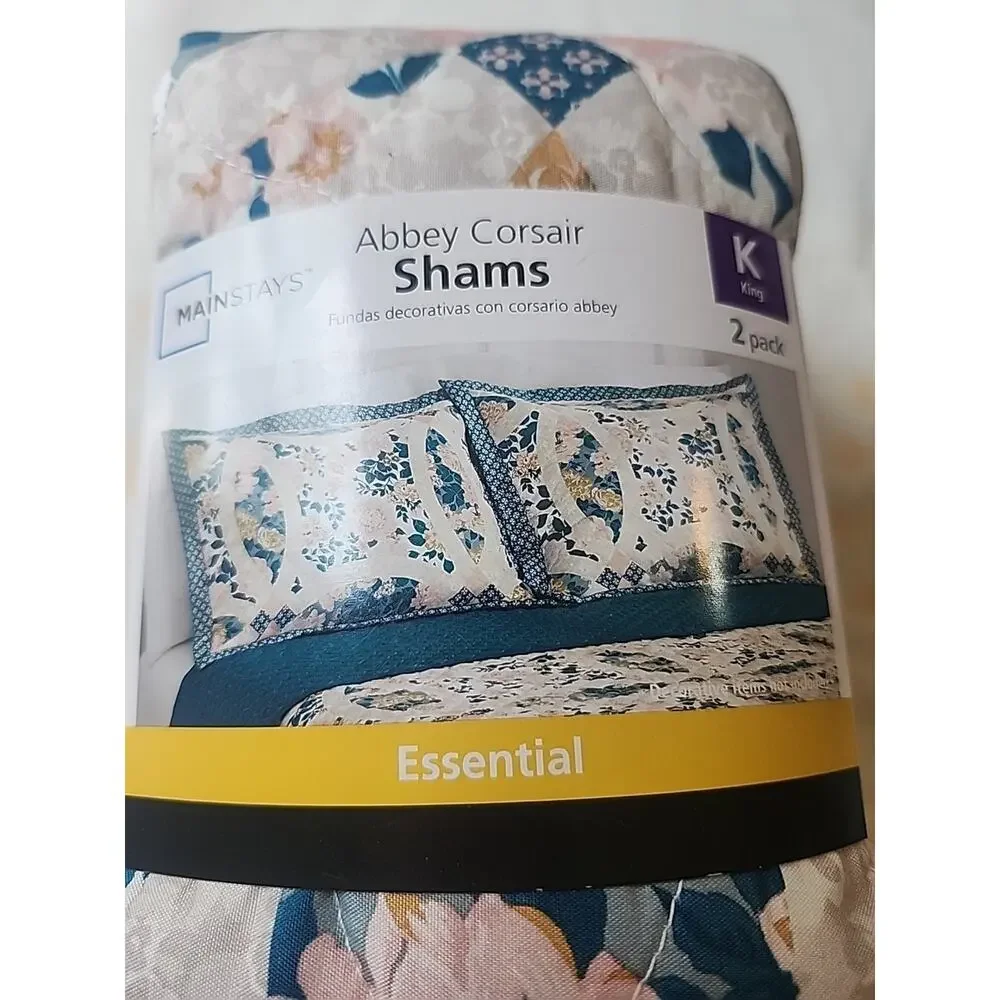 Mainstays Abby Corsair Shams Essentials 2 pc King Quilted Floral